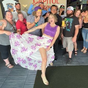 Purple Halter & Floral Shirt